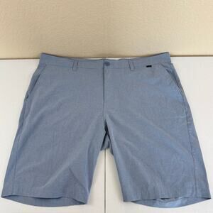 Travis Mathew Shorts Mens 42 Performance Golf Flat Front Preppy Light Blue